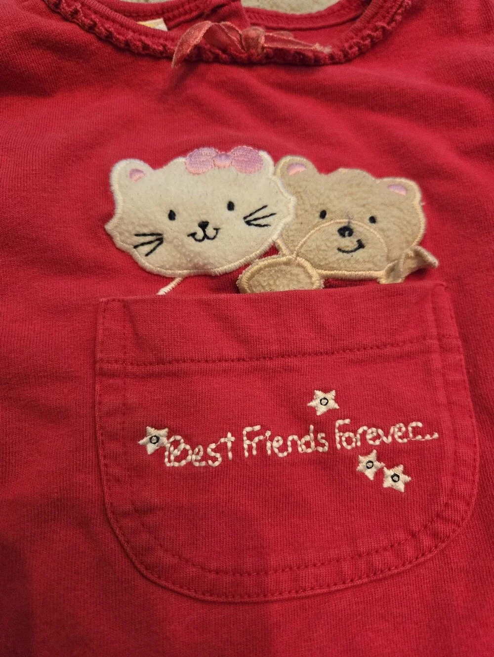 Vintage Y2k Red Teddy Bear Kitten Best Friends Forever Set